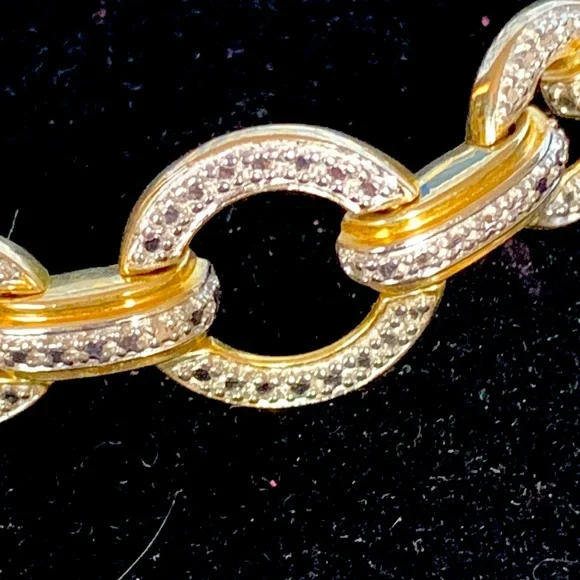 Circle Diamond illusion bracelet gold 925 Sterling Silver safety closure 7.5” - Picture 2 of 7